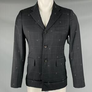 COMME des GARCONS Size S Black Grey Window Pane Wool Sport Coat